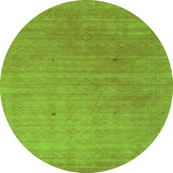 Square Abstract Green Contemporary Rug, con2451grn