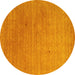 Round Abstract Yellow Contemporary Rug, con2451yw