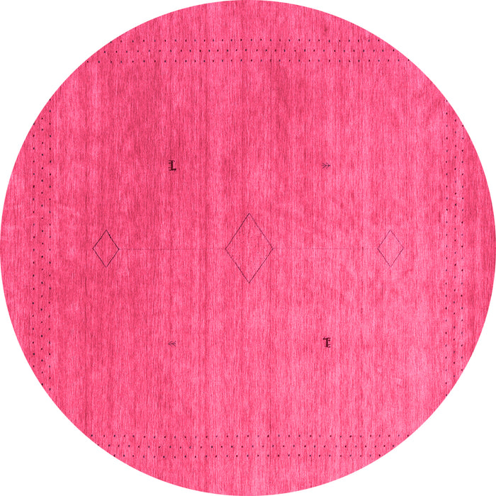 Round Machine Washable Abstract Pink Contemporary Rug, wshcon2451pnk