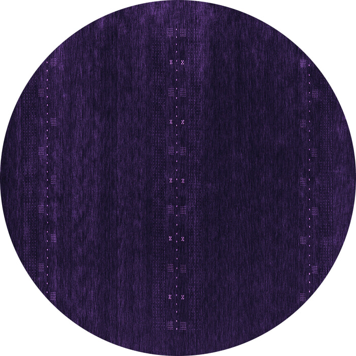 Round Abstract Purple Contemporary Rug, con2452pur