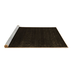 Sideview of Machine Washable Abstract Brown Contemporary Rug, wshcon2452brn