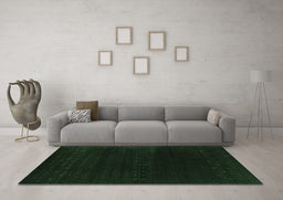 Machine Washable Abstract Emerald Green Contemporary Area Rugs in a Living Room,, wshcon2452emgrn