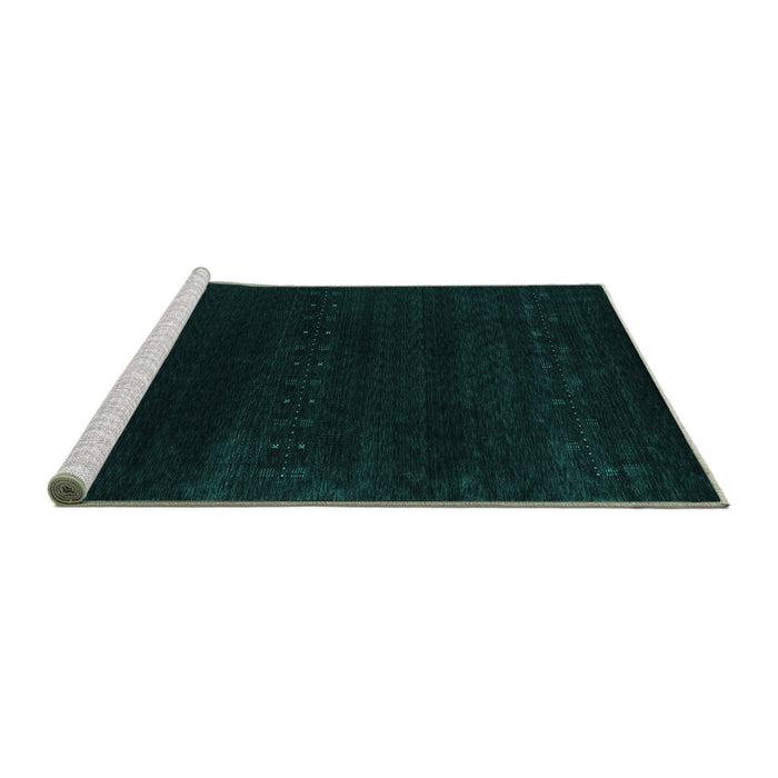 Sideview of Machine Washable Abstract Turquoise Contemporary Area Rugs, wshcon2452turq
