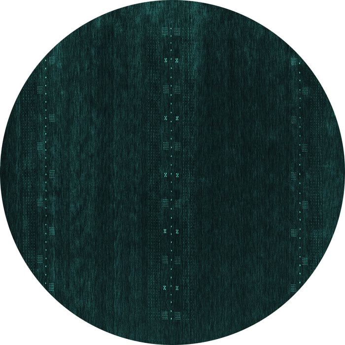 Round Abstract Turquoise Contemporary Rug, con2452turq