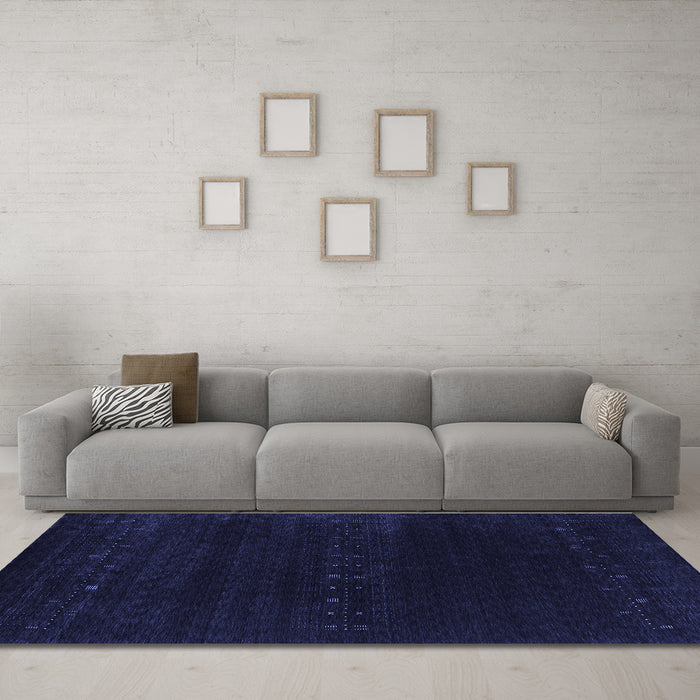 Machine Washable Abstract Blue Contemporary Rug in a Living Room, wshcon2452blu