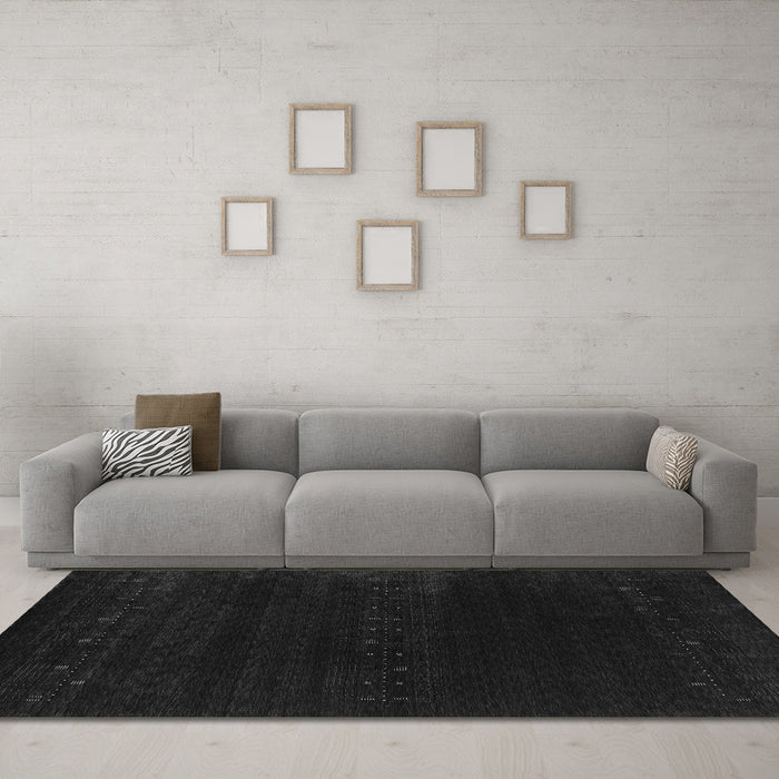 Machine Washable Abstract Gray Contemporary Rug in a Living Room,, wshcon2452gry