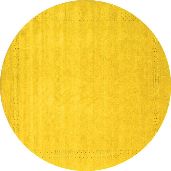 Round Solid Yellow Modern Rug, con2453yw