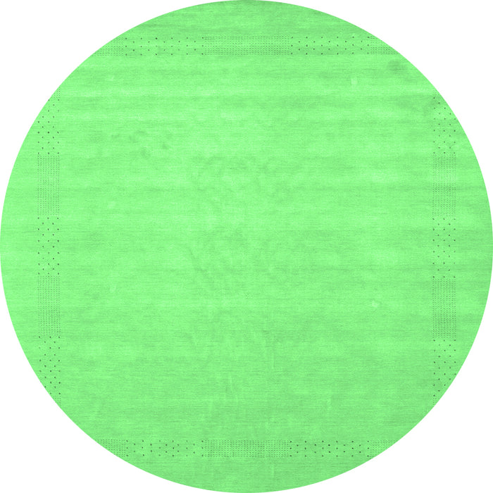 Round Machine Washable Solid Emerald Green Modern Area Rugs, wshcon2453emgrn