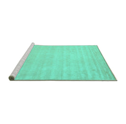 Sideview of Machine Washable Solid Turquoise Modern Area Rugs, wshcon2453turq