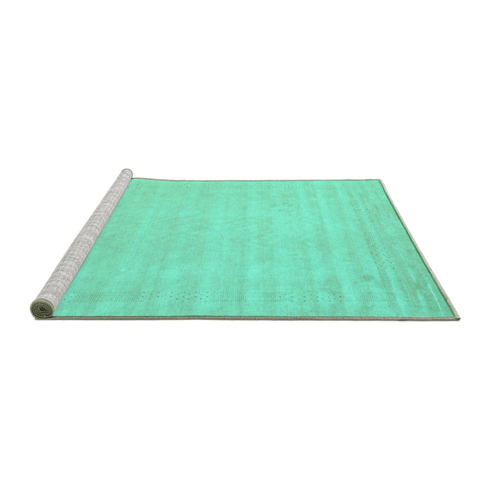 Sideview of Machine Washable Solid Turquoise Modern Area Rugs, wshcon2453turq