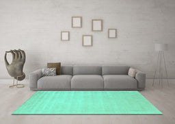 Machine Washable Solid Turquoise Modern Area Rugs in a Living Room,, wshcon2453turq
