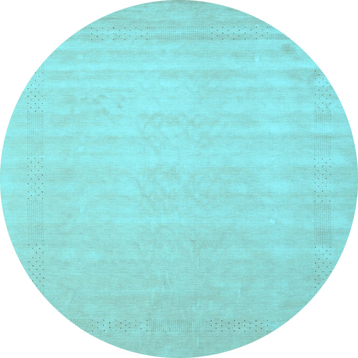 Round Machine Washable Solid Light Blue Modern Rug, wshcon2453lblu