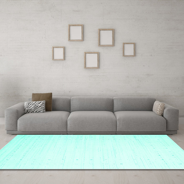 Machine Washable Solid Turquoise Modern Area Rugs in a Living Room,, wshcon2454turq