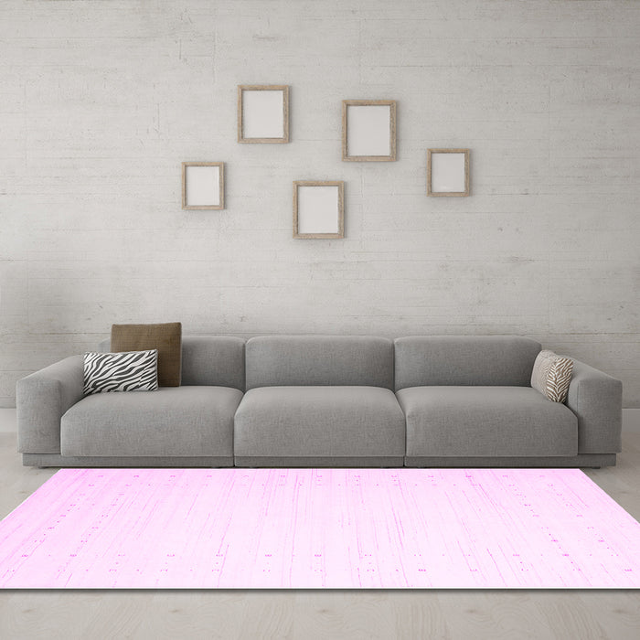 Machine Washable Solid Pink Modern Rug in a Living Room, wshcon2454pnk