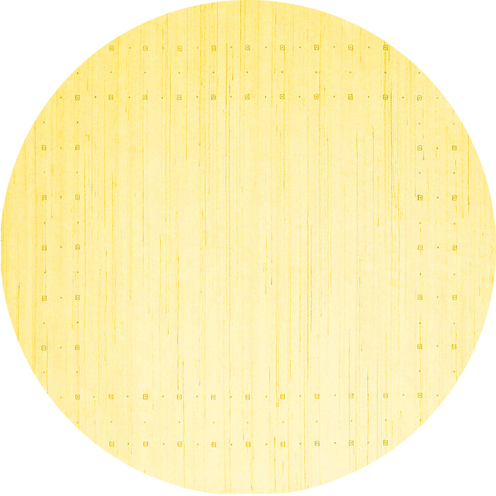 Round Machine Washable Solid Yellow Modern Rug, wshcon2454yw