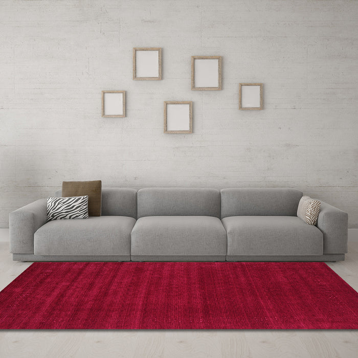 Machine Washable Abstract Pink Contemporary Rug in a Living Room, wshcon2455pnk