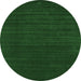 Round Machine Washable Abstract Emerald Green Contemporary Area Rugs, wshcon2455emgrn