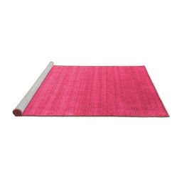 Sideview of Machine Washable Abstract Pink Contemporary Rug, wshcon2456pnk