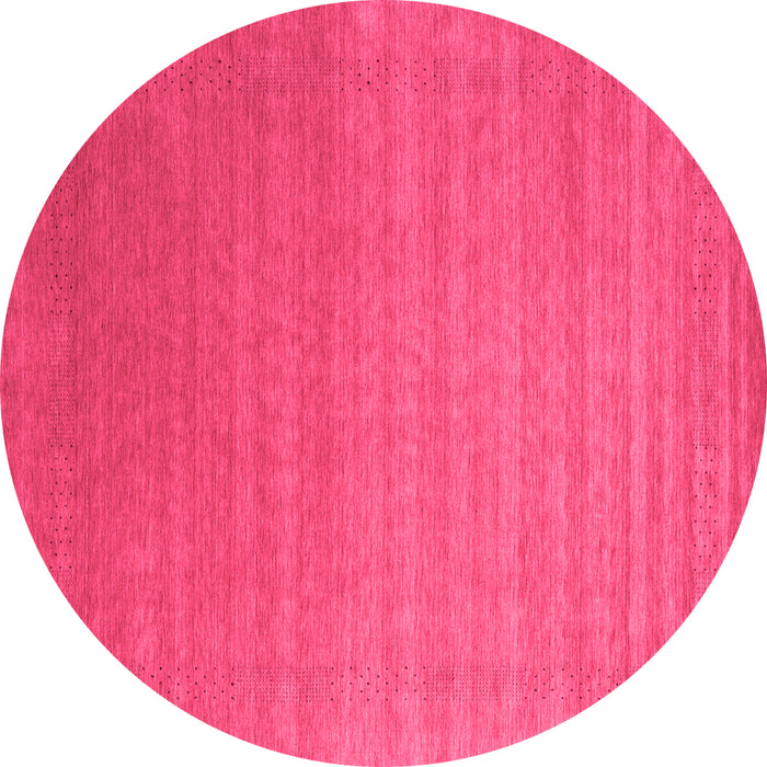 Round Machine Washable Abstract Pink Contemporary Rug, wshcon2456pnk