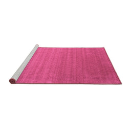 Sideview of Machine Washable Abstract Purple Contemporary Area Rugs, wshcon2456pur