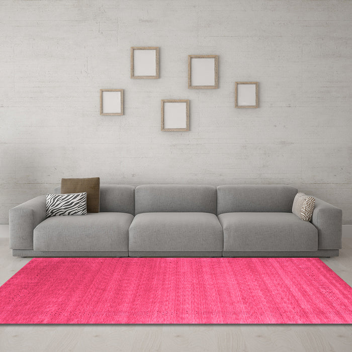 Machine Washable Abstract Pink Contemporary Rug in a Living Room, wshcon2456pnk