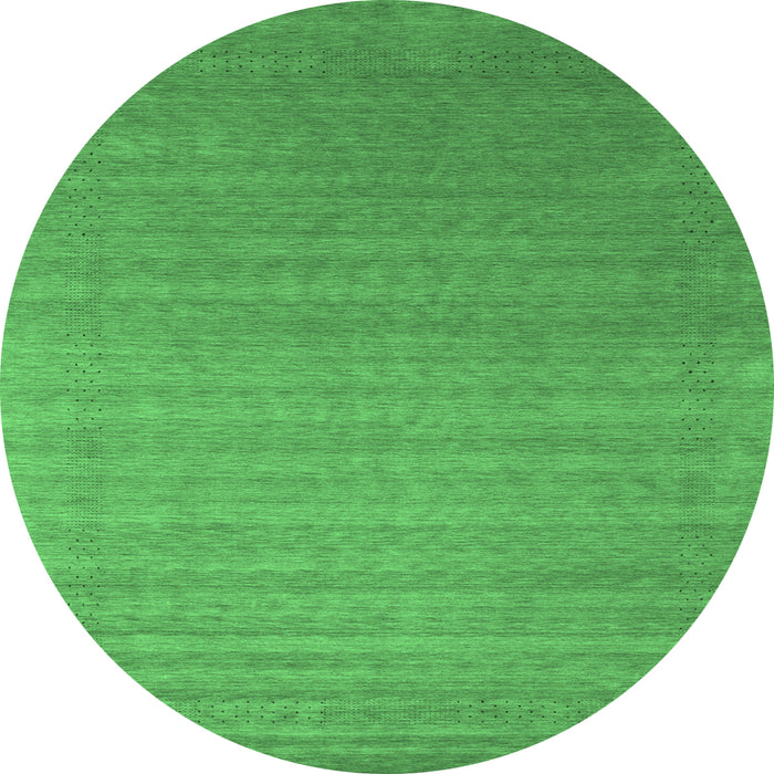 Round Machine Washable Abstract Emerald Green Contemporary Area Rugs, wshcon2456emgrn