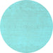 Round Machine Washable Solid Light Blue Modern Rug, wshcon2457lblu