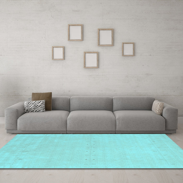 Machine Washable Solid Light Blue Modern Rug in a Living Room, wshcon2457lblu
