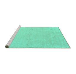 Sideview of Machine Washable Solid Turquoise Modern Area Rugs, wshcon2457turq