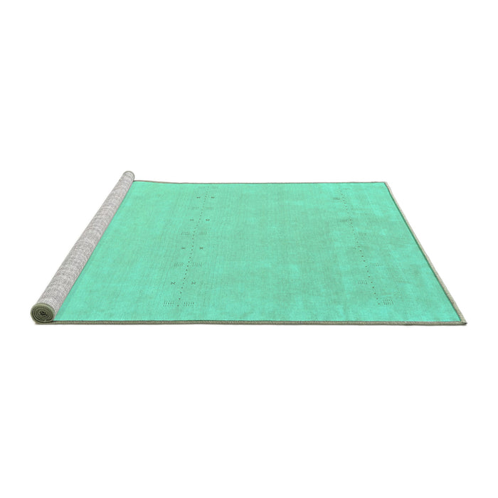 Sideview of Machine Washable Solid Turquoise Modern Area Rugs, wshcon2457turq