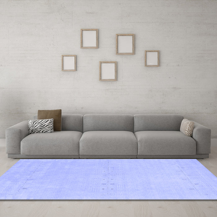 Machine Washable Solid Blue Modern Rug in a Living Room, wshcon2457blu