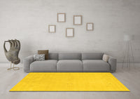 Machine Washable Solid Yellow Modern Rug, wshcon2457yw