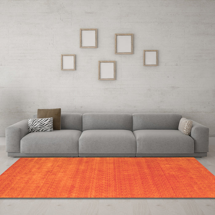 Machine Washable Abstract Orange Contemporary Area Rugs in a Living Room, wshcon2458org