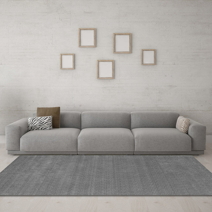 Machine Washable Abstract Gray Contemporary Rug in a Living Room,, wshcon2458gry