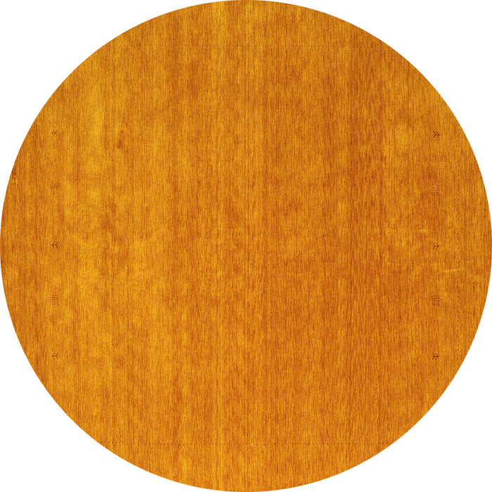 Round Machine Washable Abstract Yellow Contemporary Rug, wshcon2458yw