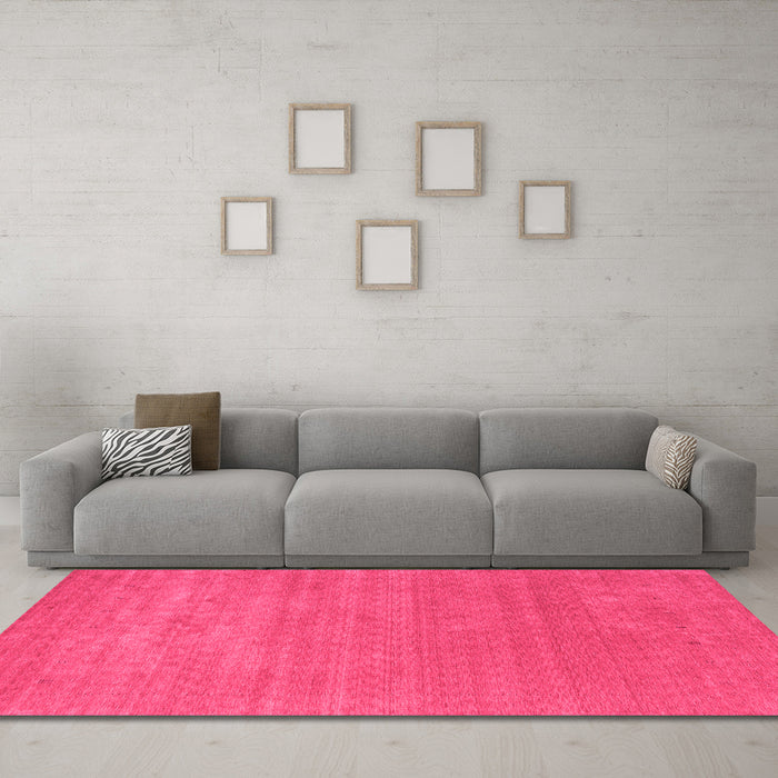 Machine Washable Abstract Pink Contemporary Rug in a Living Room, wshcon2458pnk
