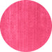 Round Abstract Pink Contemporary Rug, con2458pnk