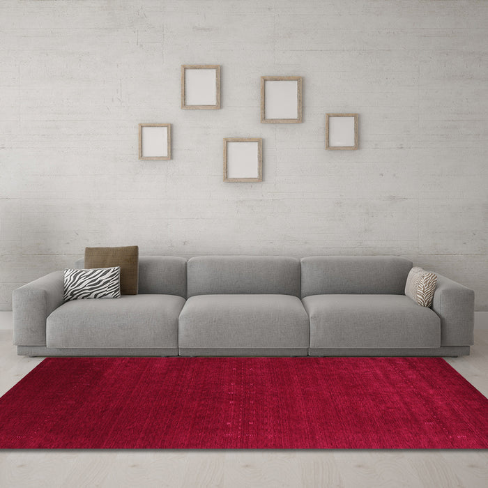 Machine Washable Abstract Pink Contemporary Rug in a Living Room, wshcon2459pnk