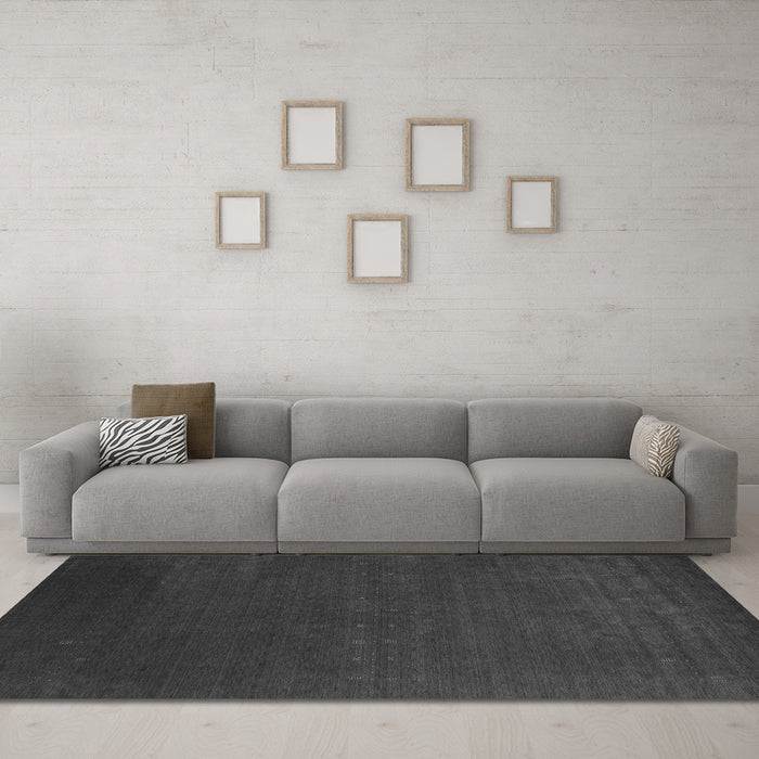 Machine Washable Abstract Gray Contemporary Rug in a Living Room,, wshcon2459gry
