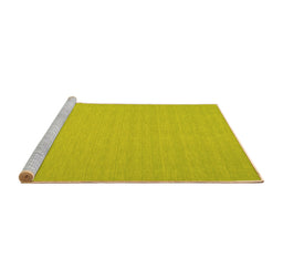 Sideview of Machine Washable Abstract Yellow Contemporary Rug, wshcon245yw