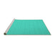 Sideview of Machine Washable Abstract Turquoise Contemporary Area Rugs, wshcon245turq