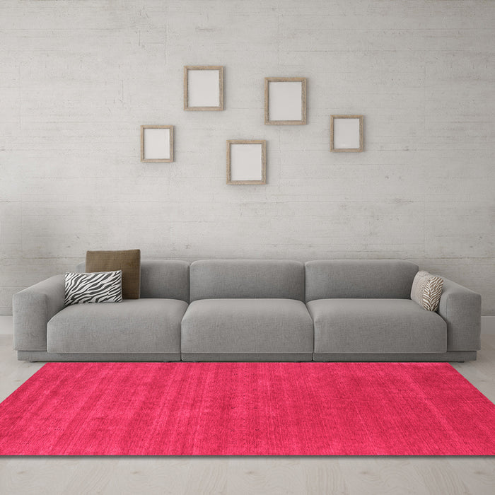 Machine Washable Abstract Pink Contemporary Rug in a Living Room, wshcon2460pnk