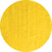 Round Machine Washable Solid Yellow Modern Rug, wshcon2461yw