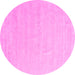 Round Machine Washable Solid Pink Modern Rug, wshcon2461pnk