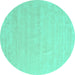 Round Machine Washable Solid Turquoise Modern Area Rugs, wshcon2461turq