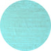 Round Machine Washable Solid Light Blue Modern Rug, wshcon2461lblu