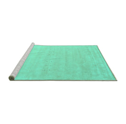 Sideview of Machine Washable Solid Turquoise Modern Area Rugs, wshcon2461turq