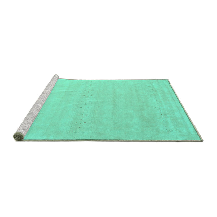 Sideview of Machine Washable Solid Turquoise Modern Area Rugs, wshcon2461turq
