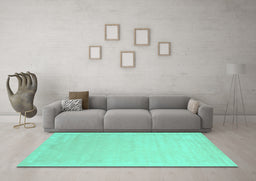 Machine Washable Solid Turquoise Modern Area Rugs in a Living Room,, wshcon2462turq