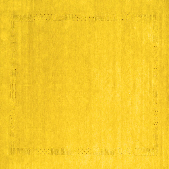 Square Machine Washable Solid Yellow Modern Rug, wshcon2462yw
